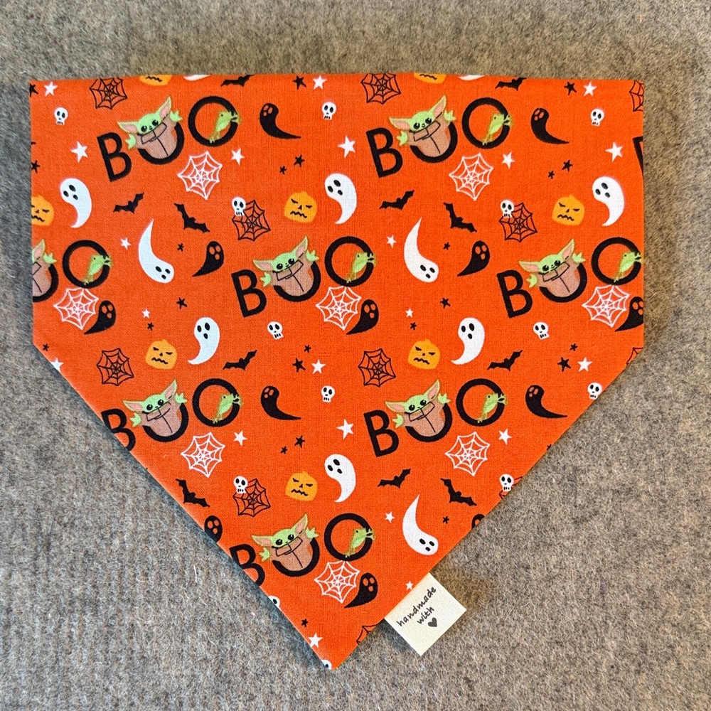 Festive Halloween Scrunchie Dog Bandana - Orange Boo Design